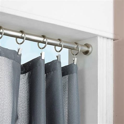 88-in to 144-in Brushed Nickel Stainless Steel Tension Curtain Rod with Finials. . Tension drapery rod
